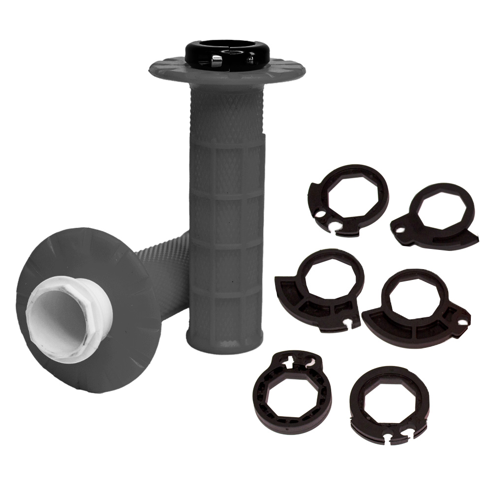 HANDLEBAR GRIPS APICO LOCK ON FULL DIAMOND HALF WAFFLE GREY